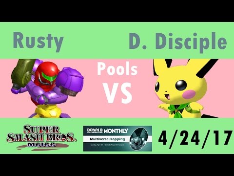 [Melee Singles Pools WR2] Rusty(Samus) vs D. Disciple(Pichu/Pikachu) [DownB_ April Monthly]