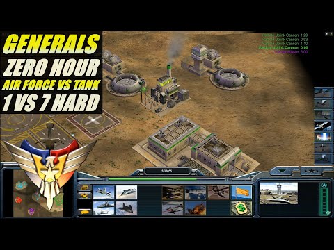 C&C Generals Zero Hour 1 vs 7 Hard armies USA Air Force VS CHINA Tank ( Twilight Flame )