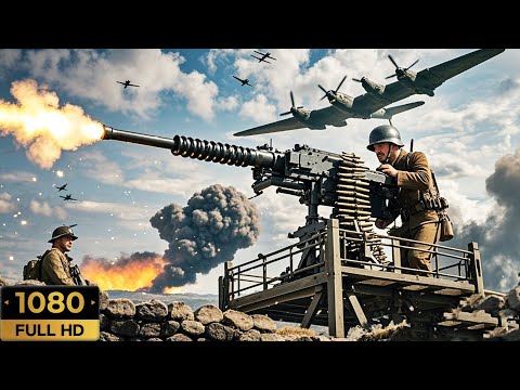 Enemy bombers attack, soldiers use super anti-aircraft weapon-shoot them down!