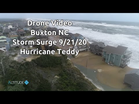 Drone Video Buxton NC Hurricane Teddy Storm surge