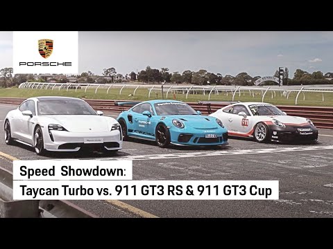 Porsche Taycan Turbo vs Porsche 911 GT3 RS vs Porsche 911 GT3 Cup