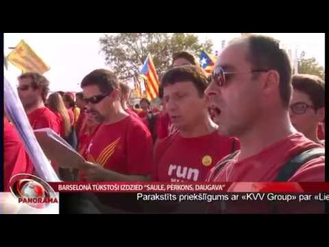 Barselonā tūkstoši izdzied “Saule, pērkons, Daugava”