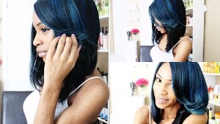 Blue Bob Wig on Natural Hair