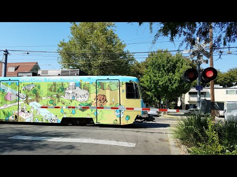 14th Street Railroad Crossing, SACRT 237 Light Rail New The Bridge District Ad, Sacramento CA