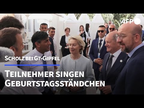 G7-Teilnehmer singen "Happy Birthday" für Scholz | AFP