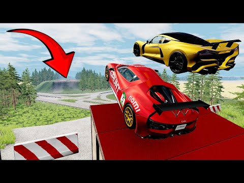 BeamNG Drive Realistic Car Crash Test - Extreme High Ramp Jump Physics Simulation #6