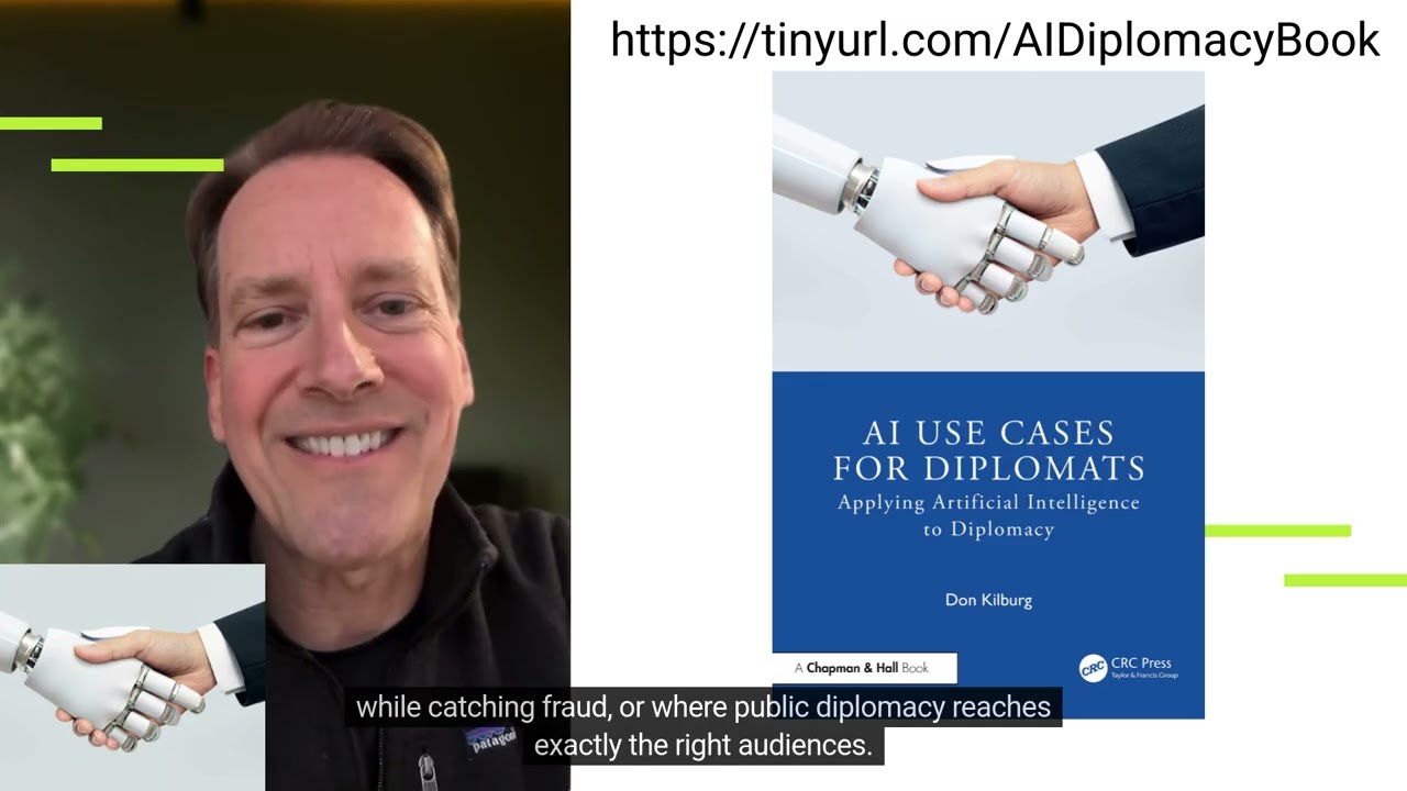 AI avatar of Dr. Don Kilburg introducing the book AI Use Cases for Diplomats