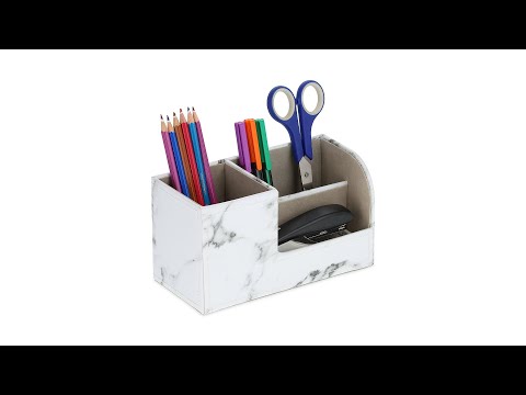 Schreibtisch Organizer Marmor-Optik Schwarz - Grau - Weiß - Holzwerkstoff - Kunststoff - Textil - 20 x 11 x 9 cm