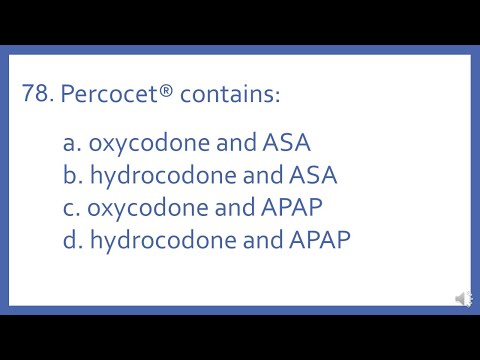 PTCB PTCE Practice Test Question 78 - Percocet generic (Pharmacy Technician CPhT Test Prep)