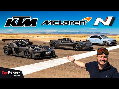 McLaren Elva v KTM X-Bow with NOS vs Hyundai EV drag race!