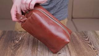 Мужская косметичка большого размера из гладкой кожи на молнии Сердце Grande Pelle 16768 светло-коричневая