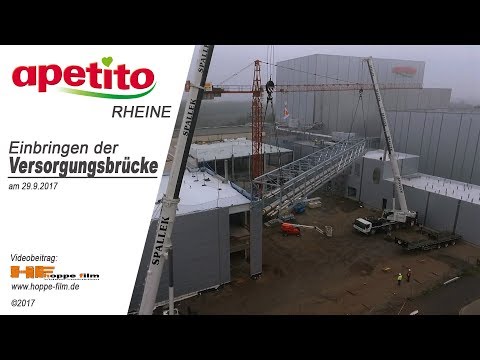 Einheben der Versorgungsbrücke "Technik" apetito AG Rheine