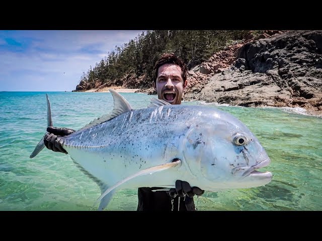 GIANT TREVALLY ROCK FISHING! Part 2 Tropical Beach Release!