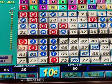 Jackpot Hand Pay 7 Spot Happy Hour $.10 20 Card Keno 6/7 Hit 7 Spot for $2,800 Cash Out #kenonation