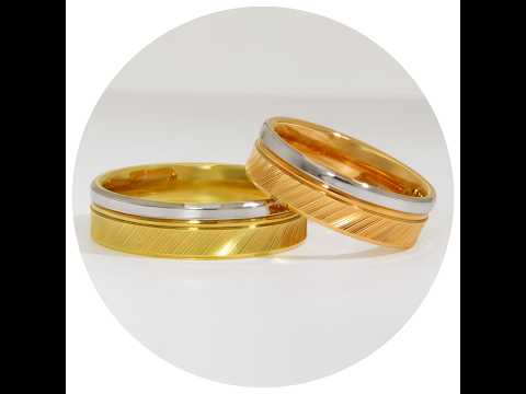 Verighete Cuplu Aur 14 k Duo Colour Textura Oblica | Oxford