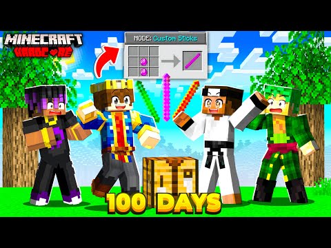 100 Days But You Can Make SUPER OP STICKS In Hardcore Minecraft 😰