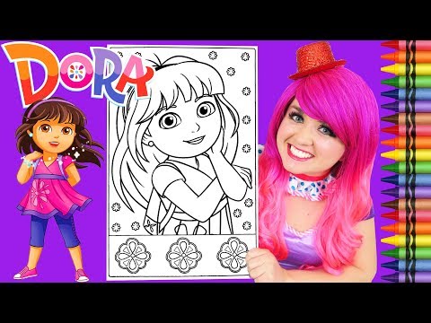 Coloring Dora The Explorer Teen GIANT Coloring Book Page Crayola Crayons | KiMMi THE CLOWN Video