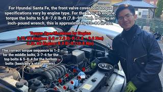 Valve Cover Bolts Torque Sequence & Spec | How To Re-Install Front Hyundai 2.7L V6 Santa Fe Oil Leak
