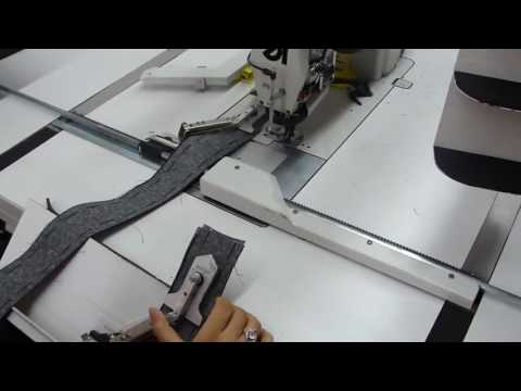 Automatic sewing machine for the manufacture of valves, toes of a belt of trousers DURKOPP ADLER 739-23-01 video