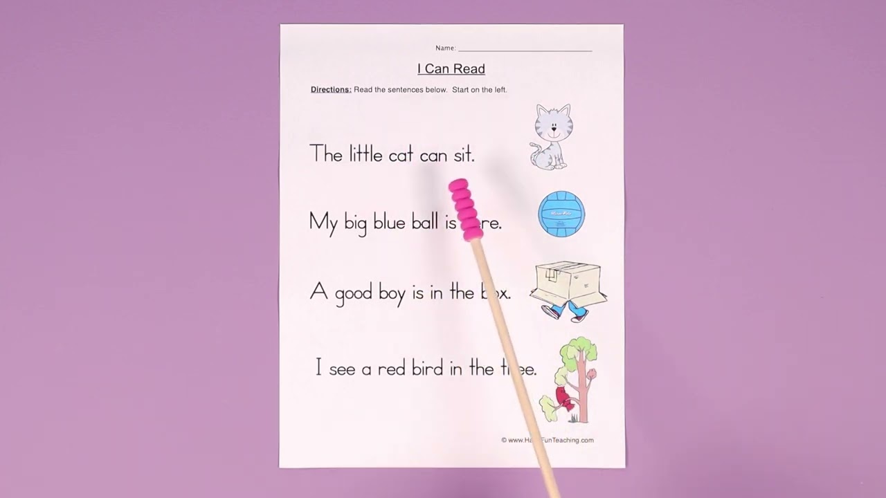 Simple Sentences Reading Practice Worksheet