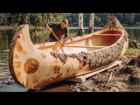 One Man Transforms a Giant Tree into Massive Boat | Start to Finish Build by @OutbackMike