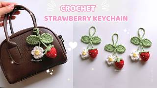 Crochet strawberry key keychain step by step 🍓 So cute and easy 🍓  Beginner friendly #movadiy