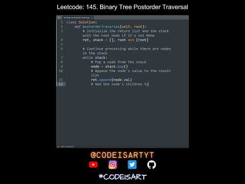 Leetcode 145 Binary Tree Postorder Traversal In Python Python Leetcode Python Coding Tutorial