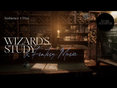COZY LIBRARY ASMR AMBIENCE ୭ DARK ACADEMIA OLD MAGE'S WIZARD STUDY ୭ 3hrs 🕯️