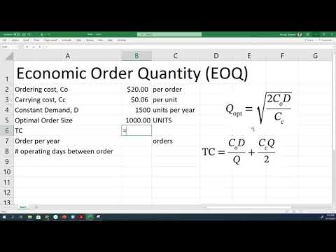 Part of a video titled Basic Economic Order Quantity EOQ | Problem Solving - YouTube