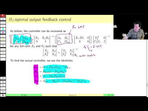 MAE509 (LMIs in Control): Lecture 11, part C - H2-Optimal Dynamic Output Feedback and Kalman Filters