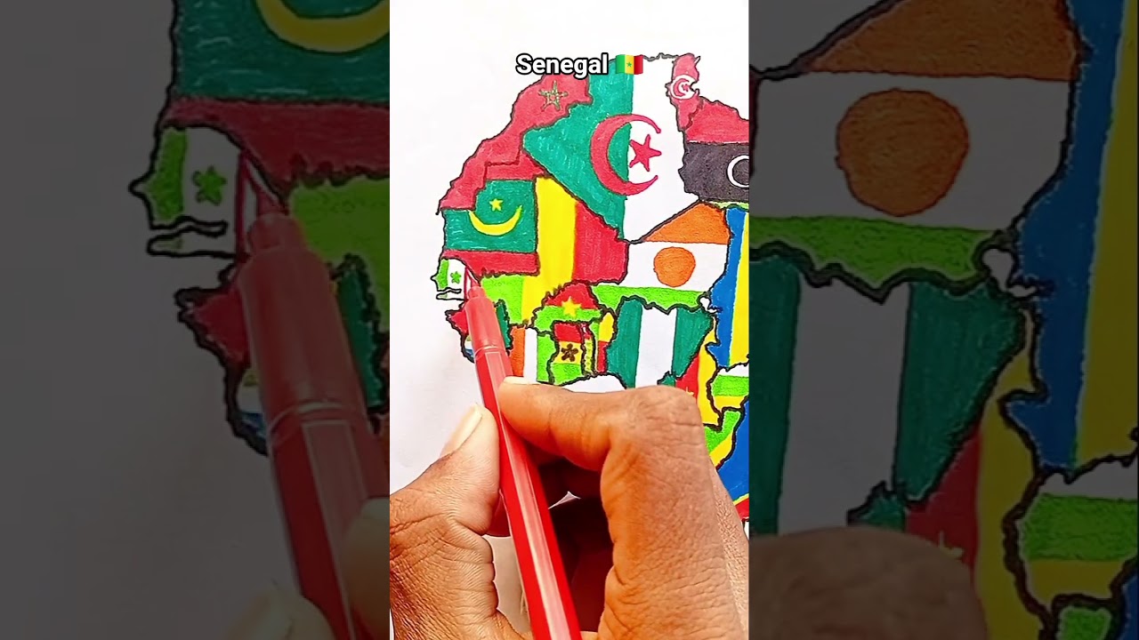 Draw Flag Map of Senegal 🇸🇳 #senegal #flag #map