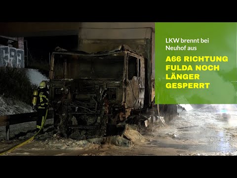 A66 bei Fulda: Schwerer LKW-Unfall