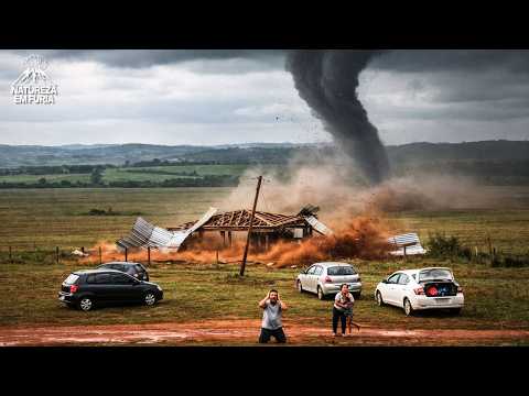 TERROR EM FOZ DO IGUAÇU (PR): Tornado de categoria F0 atinge a zona rural, imagens impressionantes!
