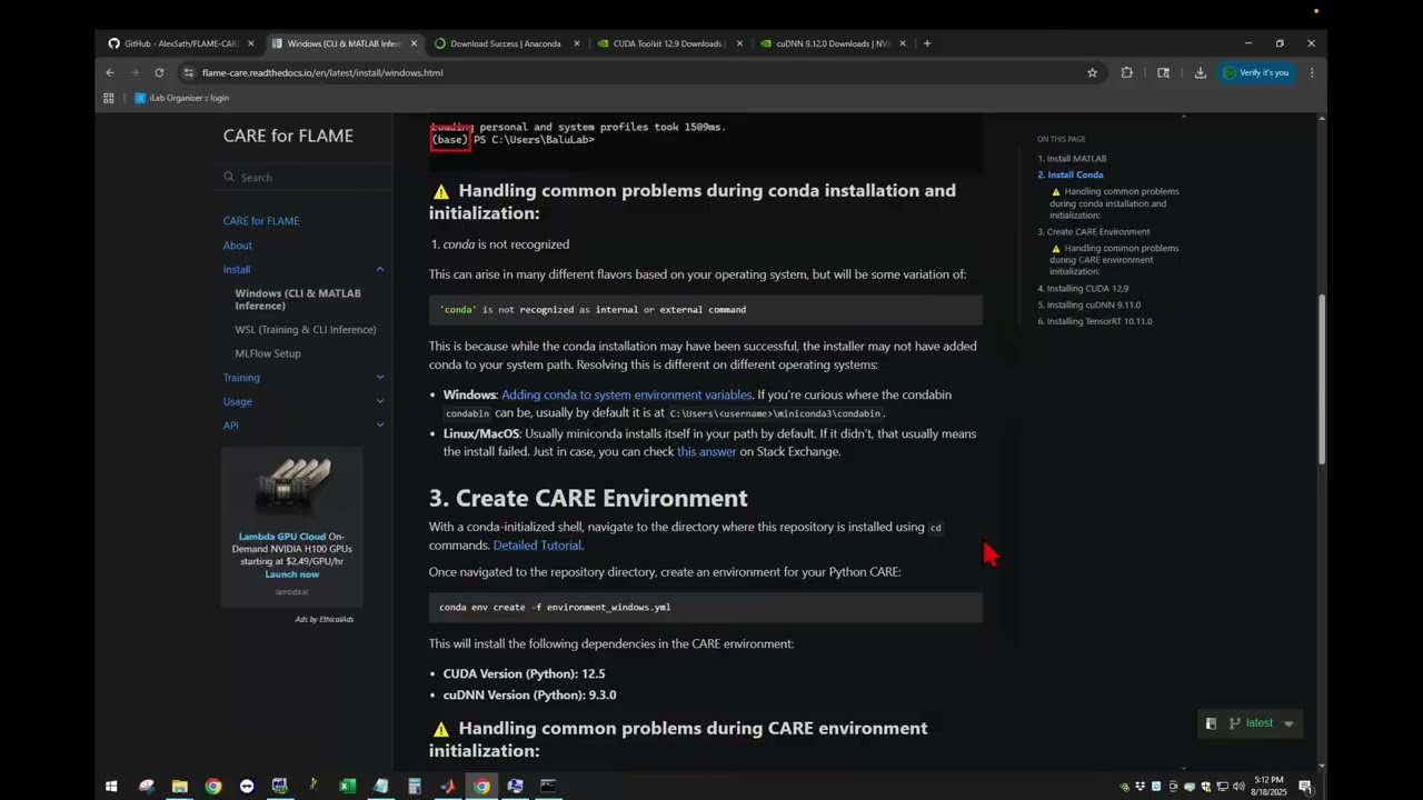 FLAME-CARE Tutorial - Windows Install