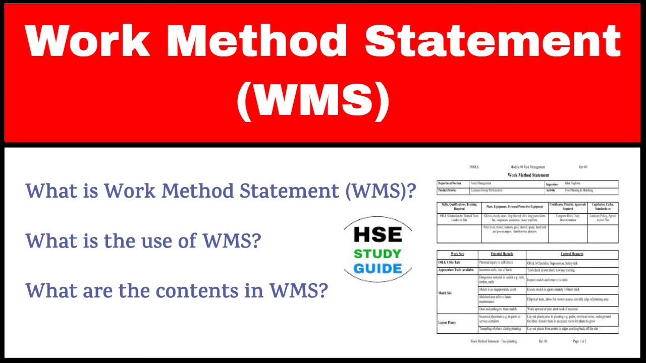 Work Method Statement (WMS) | Safe Work Method Statement (SWMS) | HSE STUDY GUIDE
