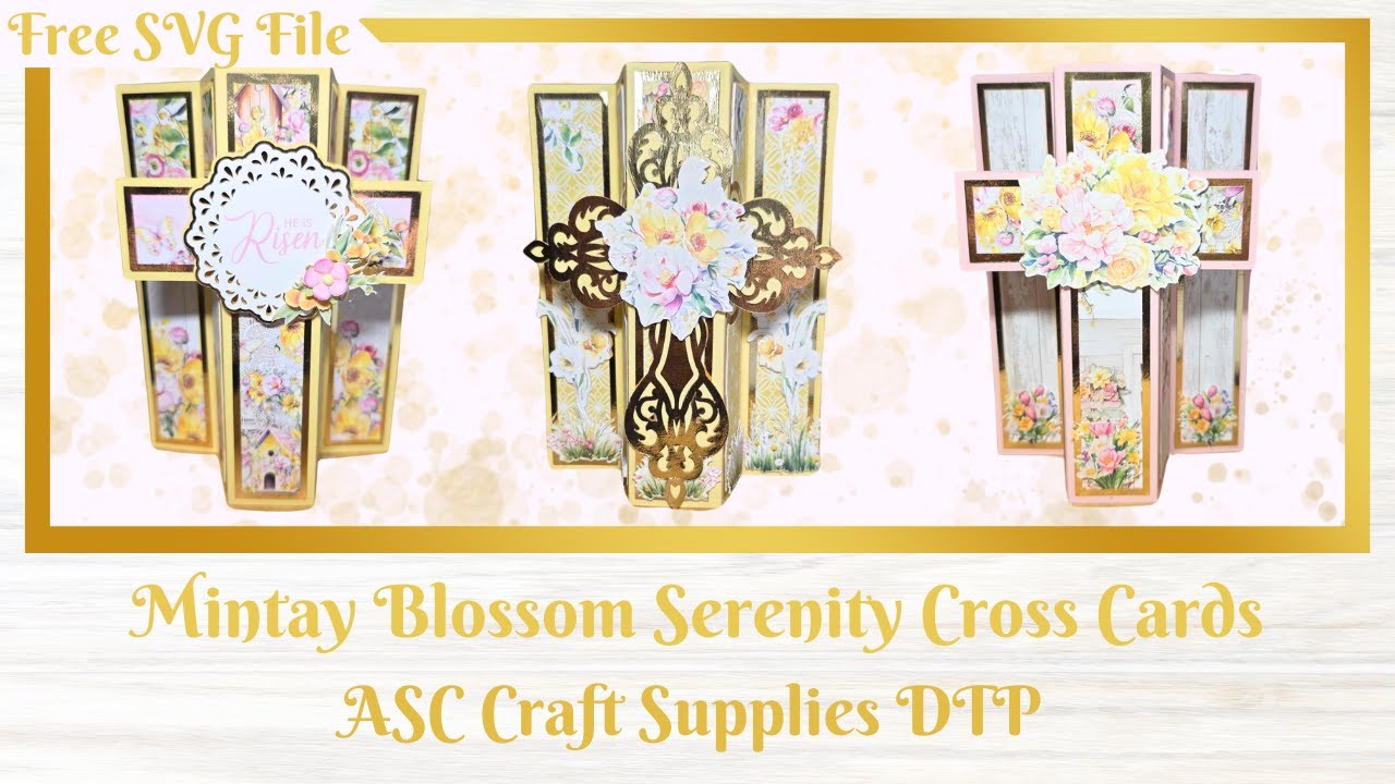 Mintay Blossom Serenity Cross Cards - ASC Craft Supplies DTP