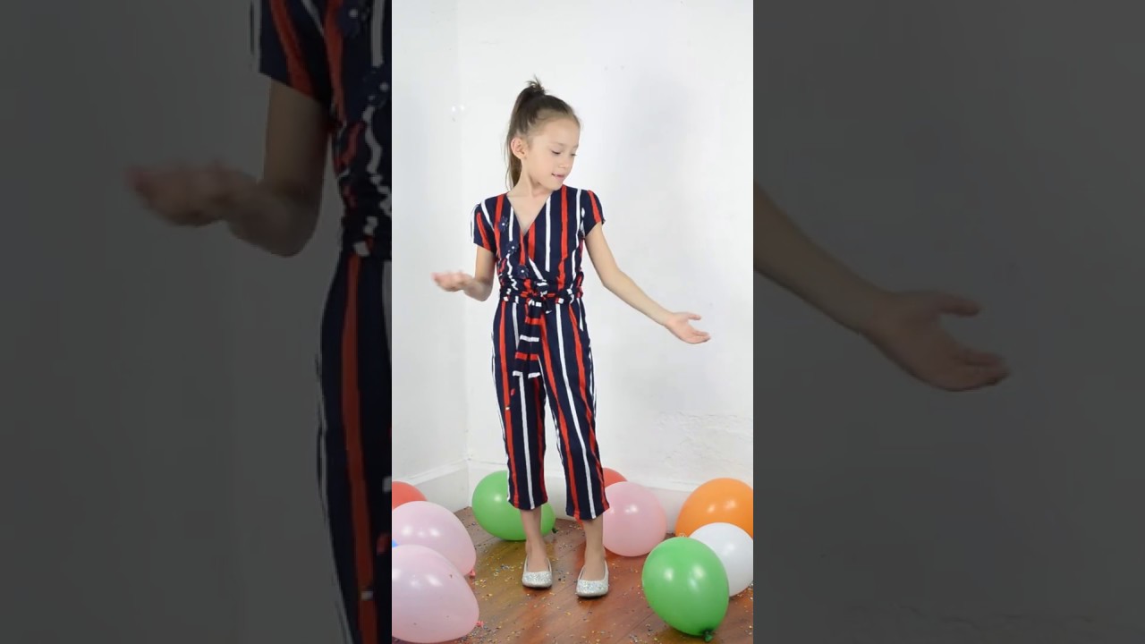 Palazzo de manga corta, estampado a raya escote en V