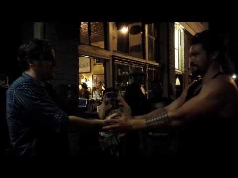 Jason Momoa (Khal Drogo) plays slaps with Radio Birds band manager Dustin