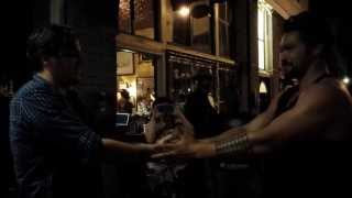 Jason Momoa (Khal Drogo) plays slaps with Radio Birds band manager Dustin