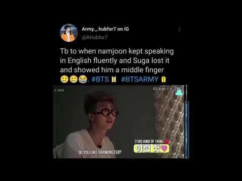 RM kept speaking english fluently so suga gave him a middle finger..😂😂😎😎