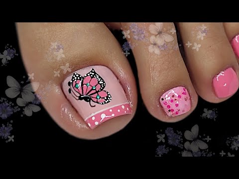 DISEÑO DE UÑAS CON MARIPOSA FACIL Y SENCILLAS 💅🦋😍🦶🏼