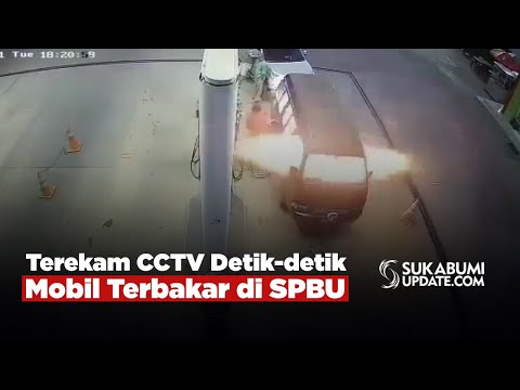 Terekam CCTV, Detik-detik Mobil Terbakar di SPBU