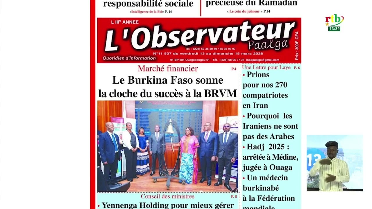 Revue de presse du 13 mars 2026