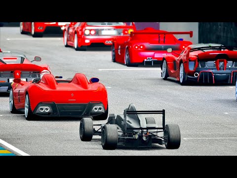 Ferrari Hypercars vs Formula Jet Engine at Le Mans 24h Circuit