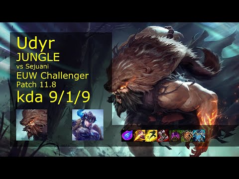 Udyr vs Sejuani Jungle - EUW Challenger 9/1/9 Patch 11.8 Gameplay