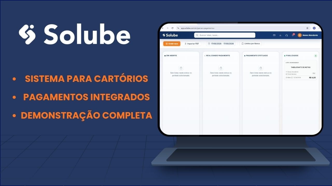 Prévia do vídeo de demonstração do sistema Solube