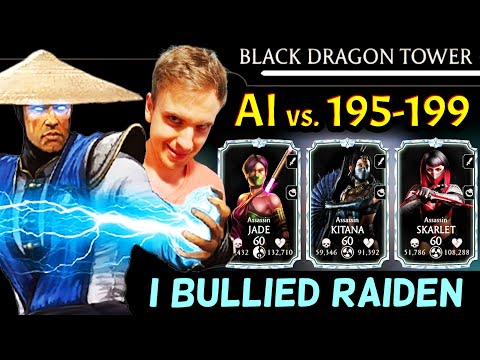 MK Mobile. I Bully Raiden While AI DESTROYS Black Dragon Tower. Auto Mode is AMAZING!