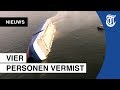Gigantisch vrachtschip gekanteld