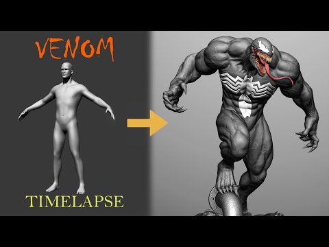 Creating a 3D VENOM Sculpture in Zbrush | Timelapse