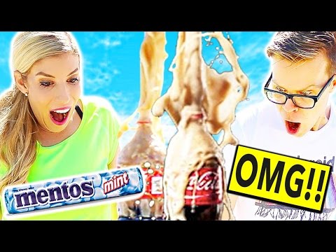 Giant Coke Soda vs Mentos Challenge! (Learn how to make a volcano out of candy) Video